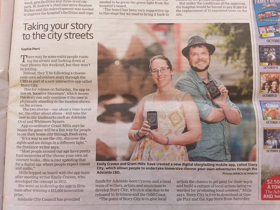 Article - On Story City - local newspaper Adelaide